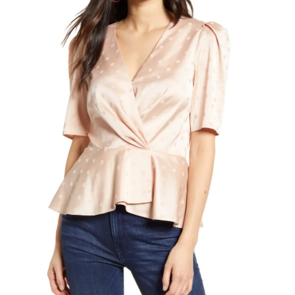 Nordstrom Chelsea28 Puff Sleeve Pink Satin Top XS New